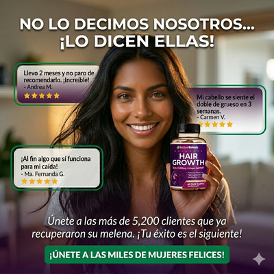 Detén la caída y recupera tu brillo con las cápsulas Hair Growth de Rainbow Nutrients.