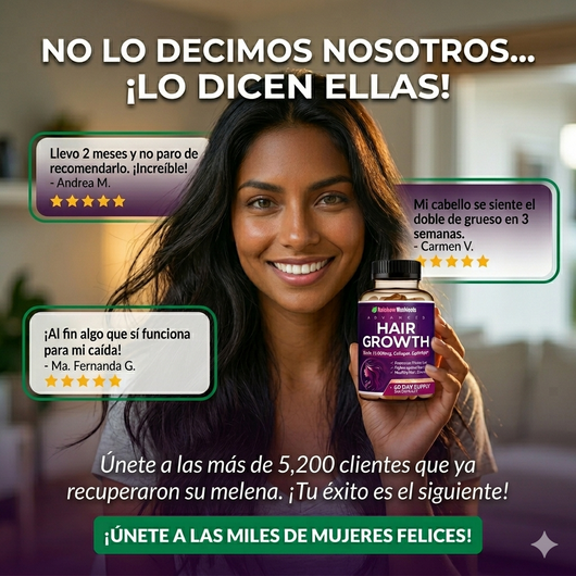 Detén la caída y recupera tu brillo con las cápsulas Hair Growth de Rainbow Nutrients.